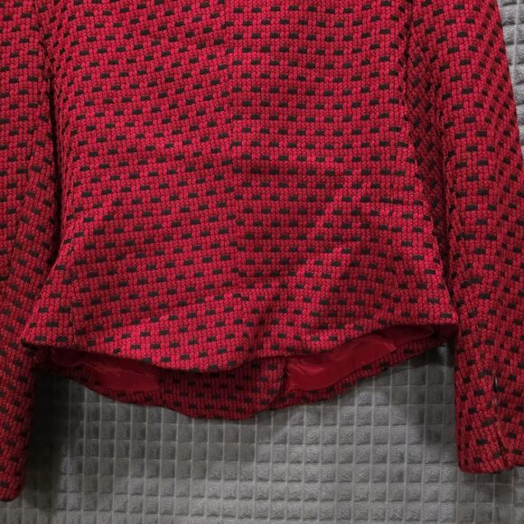 VTG Krizia Italian Blazer Jacket Sz12 Red Wool Tweed Double Breasted Peacoat USA - Picture 15 of 16
